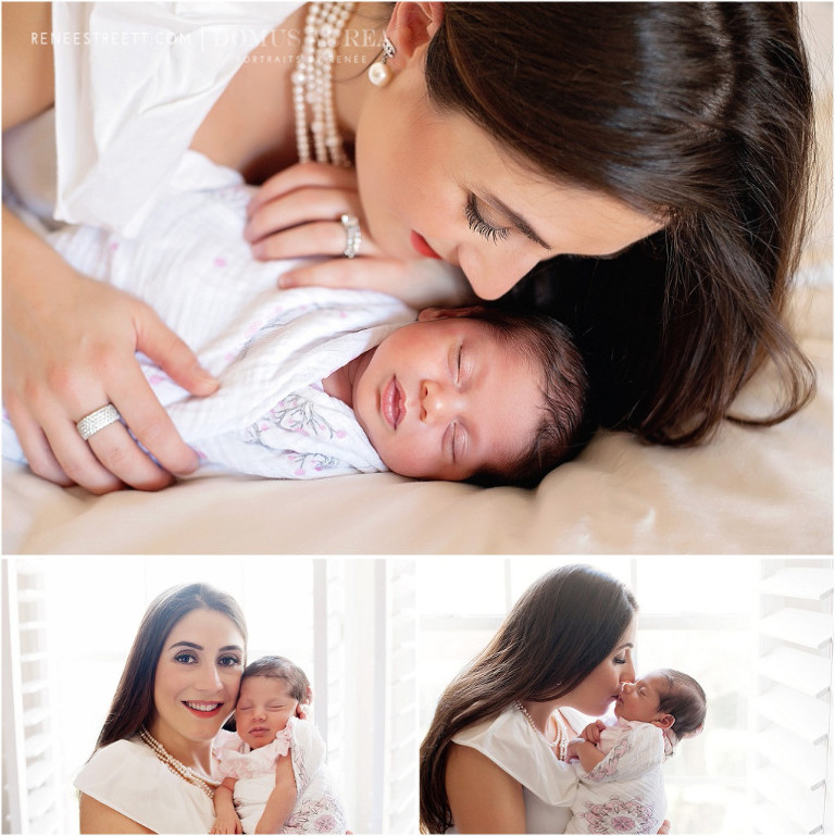Mommy and newborn kisses