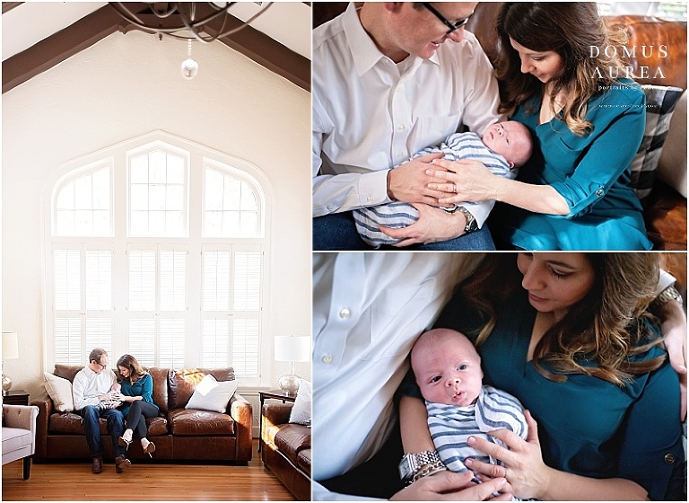 Beautifully lit newborn session in living room.
