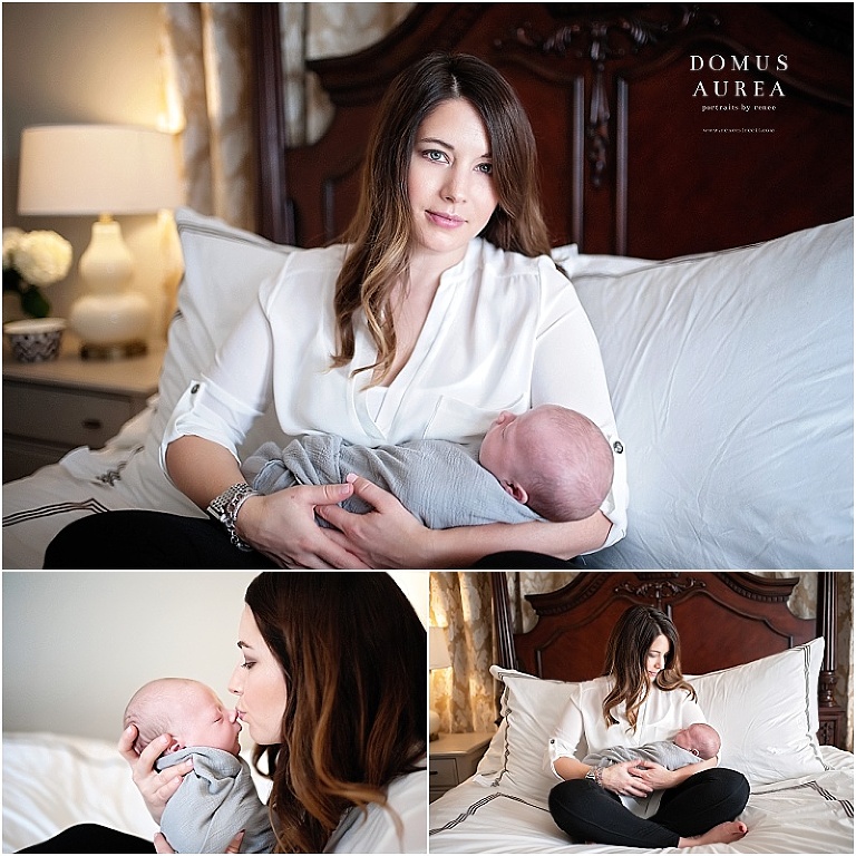 Gorgeous portraits of mommy and newborn baby.