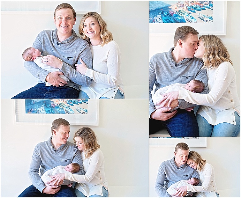 Sweet love between parent's during their girl's newborn session