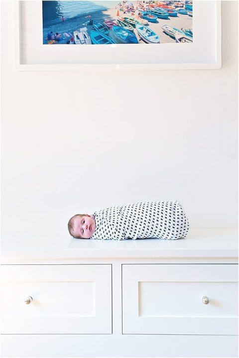 Modern Burlap swaddle wrapped around this girl during her newborn session.