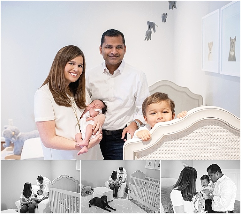 Family shots with dog during newborn session