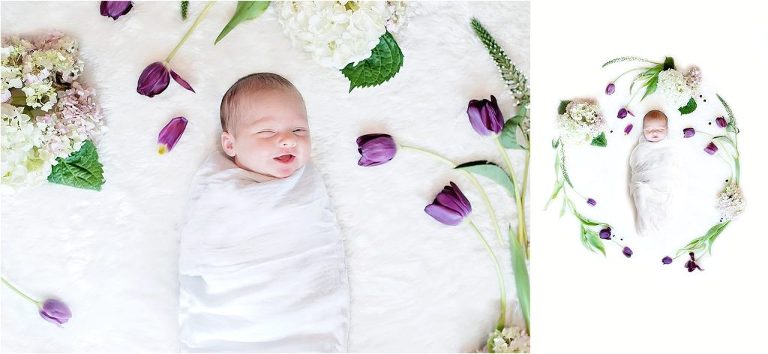 Floral wreath Houston newborn photographer