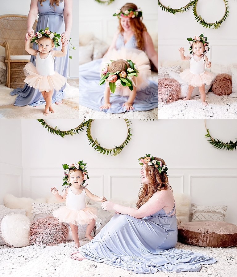 beautiful redheaded mother and daughter play