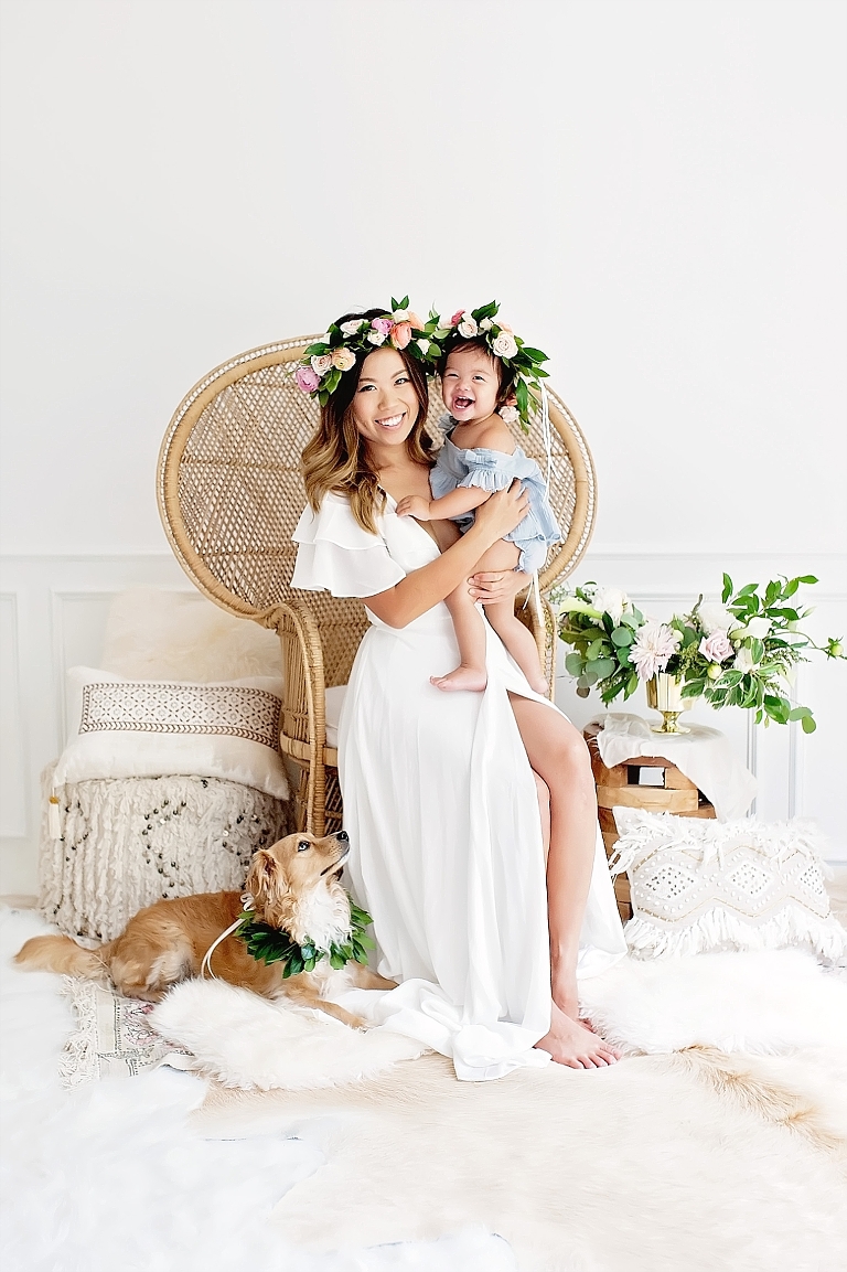 sweet baby girl and her mother smile