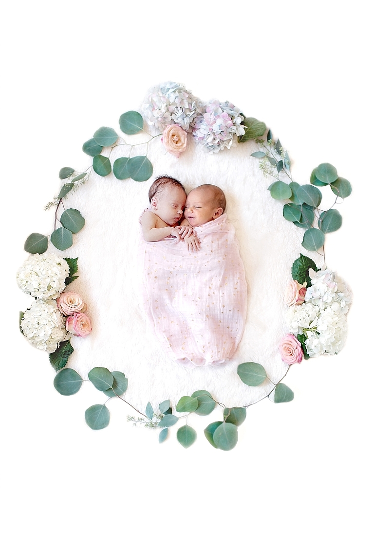 floral wreath with twins
