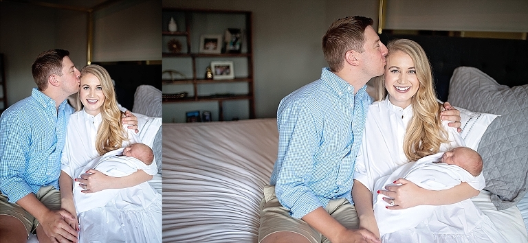 Mama and Daddy smile during their newborn session
