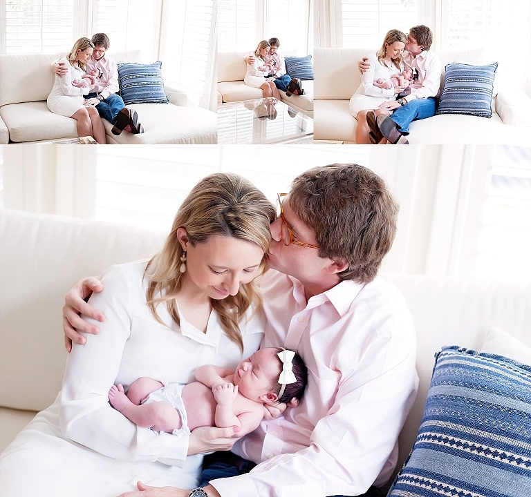 Tender moments between parents during newborn session
