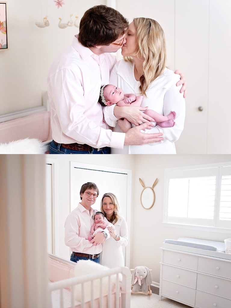 Sweet images of mom and dad in their daughter's nursery