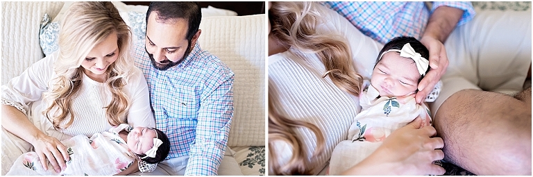 close up shots of baby girl with her parents
