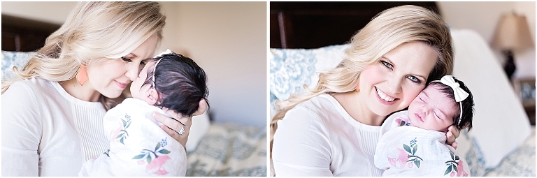 close up shots of mom and newborn daughter