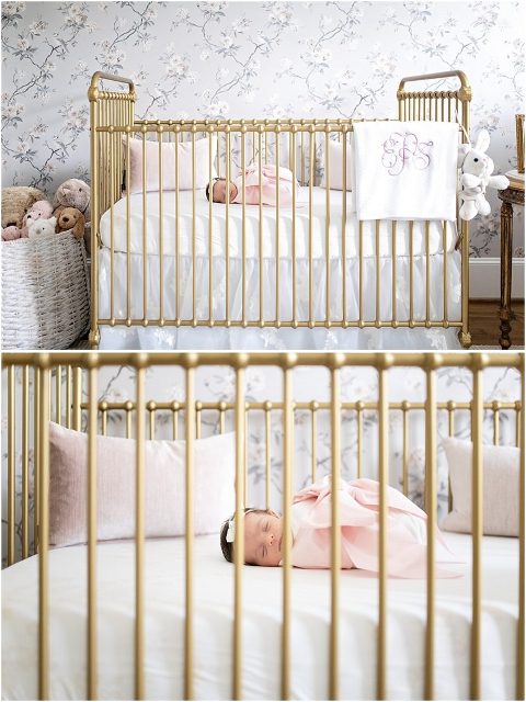 the prettiest nursery and baby in gold crib