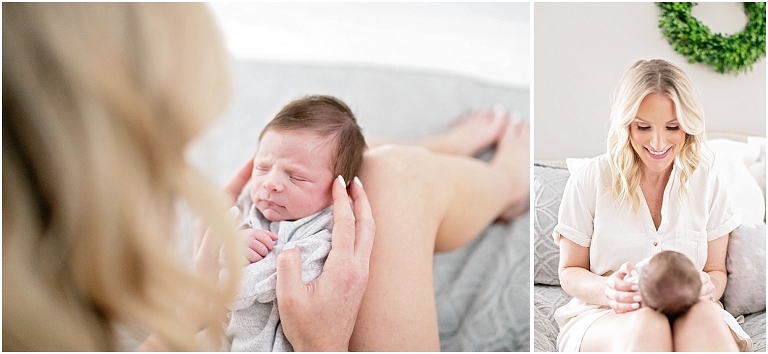 new mom holds her baby boy