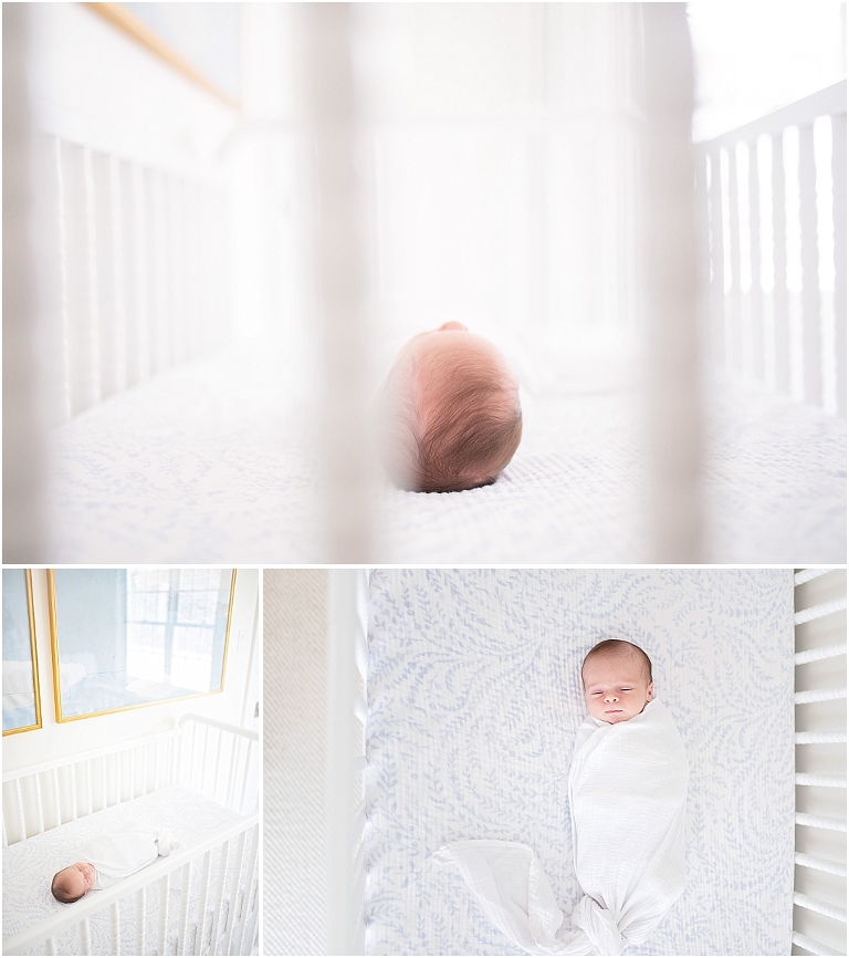 baby lays in crib