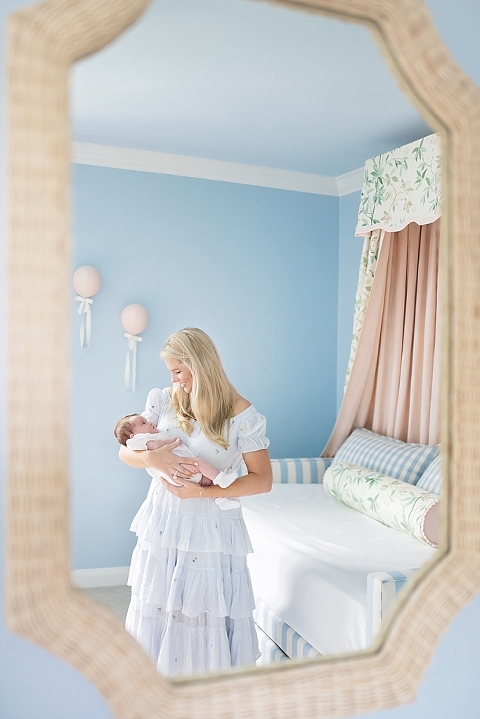 beautiful portrait of mom through a mirror