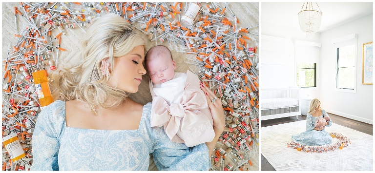 mom lies down with baby in shots used to bring baby earthside